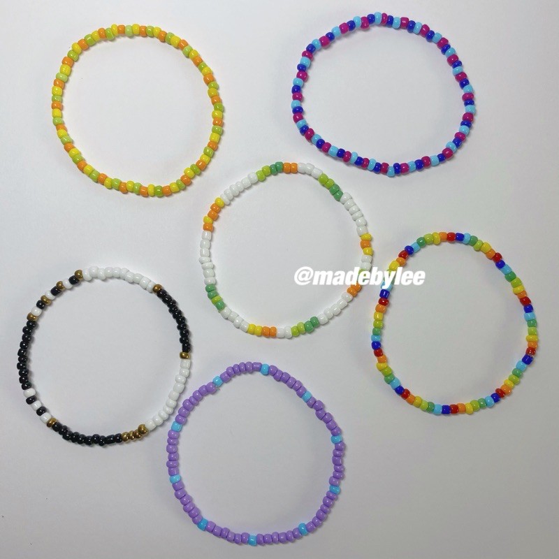 Vòng tay Hạt cườm Handmade làm theo yêu cầu Vòng tay hạt co giãn nhiều màu MADEBYLEE