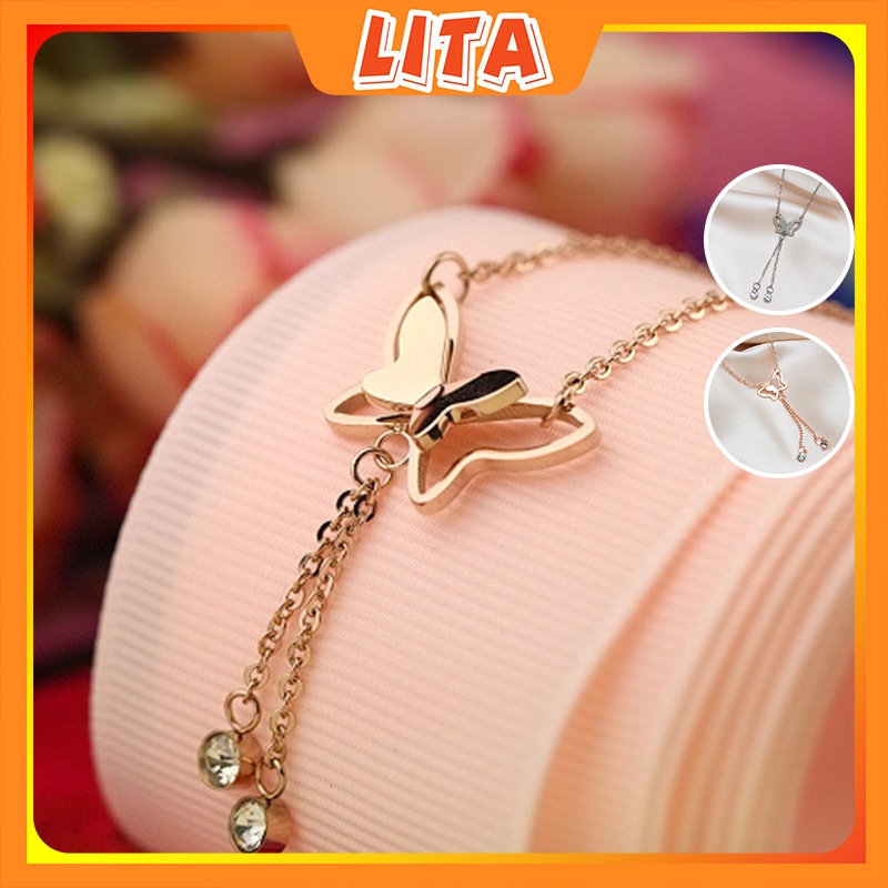 Lắc chân hình bướm sành điệu kiểu dáng Hàn Quốc thích hợp đi dạo phong cách sang trọng - [LiTa Stores]