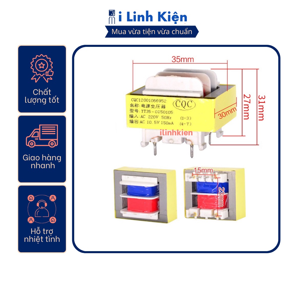 Biến áp nồi áp suất 10.5V 150mA.