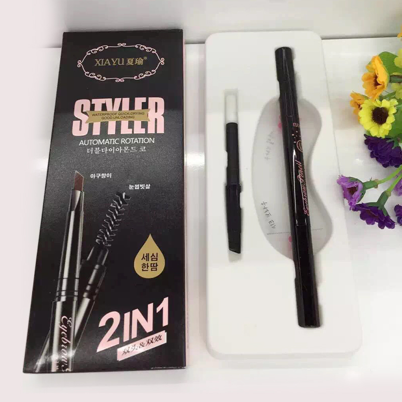 (Hàng Mới Về) Bút Chì Kẻ Lông Mày Hai Đầu Tự Động Kháng Nước Kèm Khuôn + Thẻ Lông Mày | BigBuy360 - bigbuy360.vn