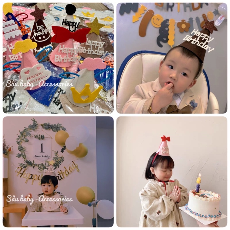 Mũ sinh nhật 3D phong cách Hàn Quốc nhiều mẫu đáng yêu cho bé