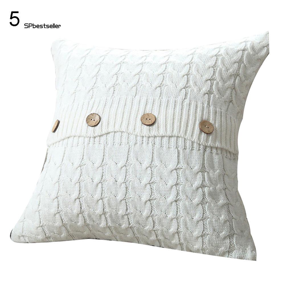 Vỏ gối vuông đan len liền mạch phong cách độc đáo