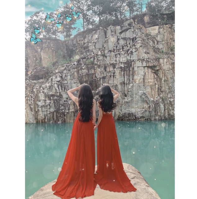 Váy Maxi Yếm Hở Lưng Sống Ảo Có Đệm Ngực