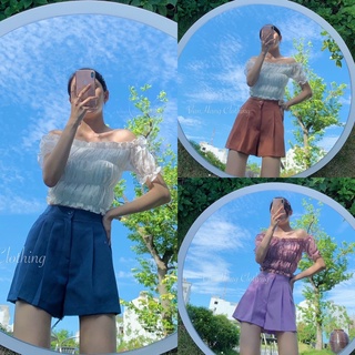 Quần sooc cạp cao sau lưng chun