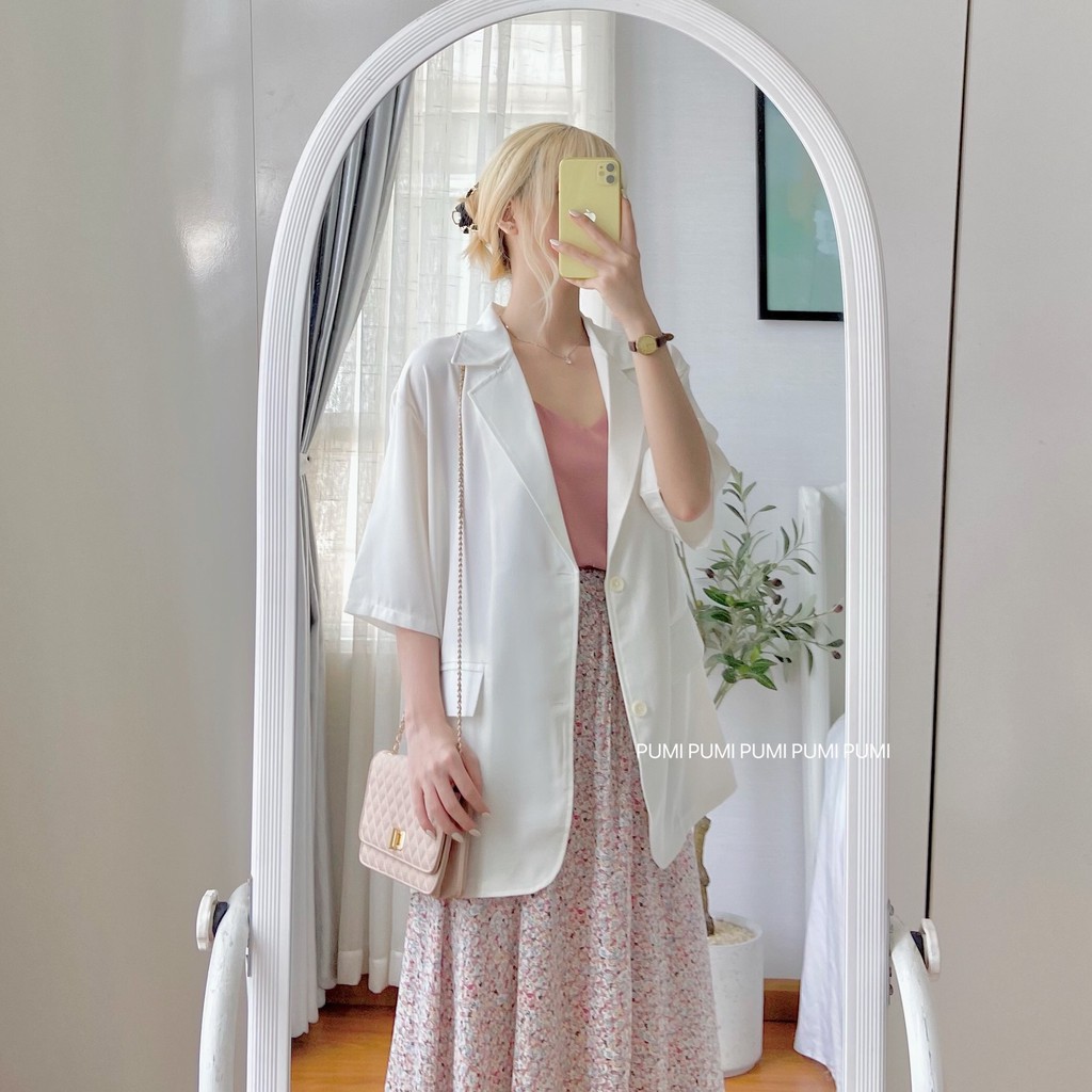 Áo khoác vest tay ngắn freesize form rộng Pumi | BigBuy360 - bigbuy360.vn