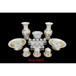 Bộ thờ cúng sứ trắng rồng vàng cao cấp mẫu mới