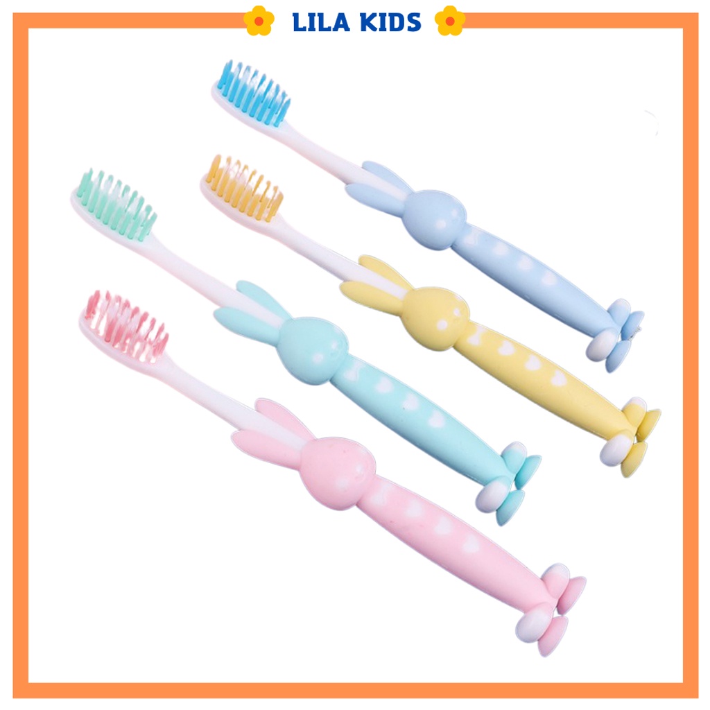 Sét 4 Bàn Chải Đánh Răng Trẻ Em Hình Thỏ Xuất Nhật Siêu Mềm Cho Bé- LILA KIDS