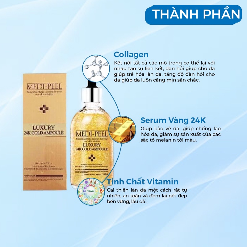 Serum Vàng 24k Dưỡng Trắng Da Gold Medipeel Làm Trắng Da Chống Lão Hóa Tái Tạo Và Săn Chắc Da Hàn Quốc 100ml