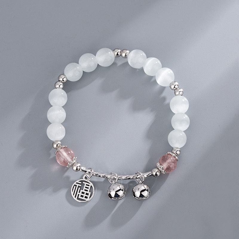 [Hàng Mới Về] Lắc Tay Đính Đá Opal Màu Trắng Phong Cách ins Mát Mẻ Thời Trang Mùa Hè Cho Nữ