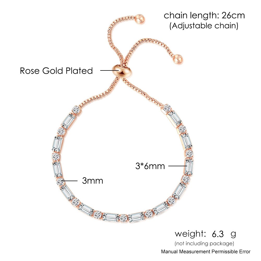 Vòng đeo tay hình học đơn giản cho phụ nữ Quà tặng Kpop Zircon Rose Gold Màu làm bằng tay đám cưới có thể điều chỉnh Trang sức H028