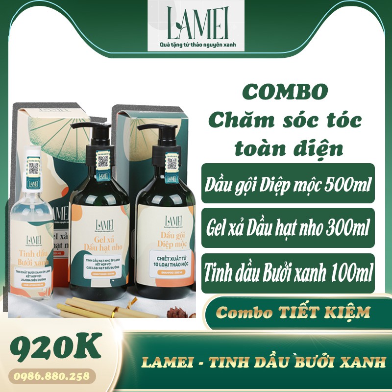 Combo 3 sp gội big size xả và tinh dầu Lamei chăm sóc tóc toàn diện giảm rụng