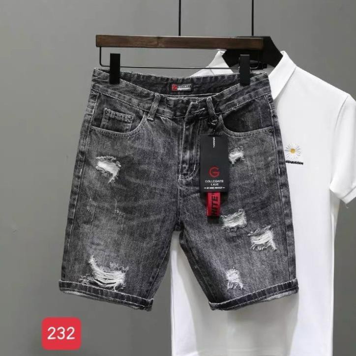 Quần short jean nam, quần bò nam ngắn, quần lửng nam, quần sọt nam màu đen rách đẹp cao cấp 2021 QJNA232 ་