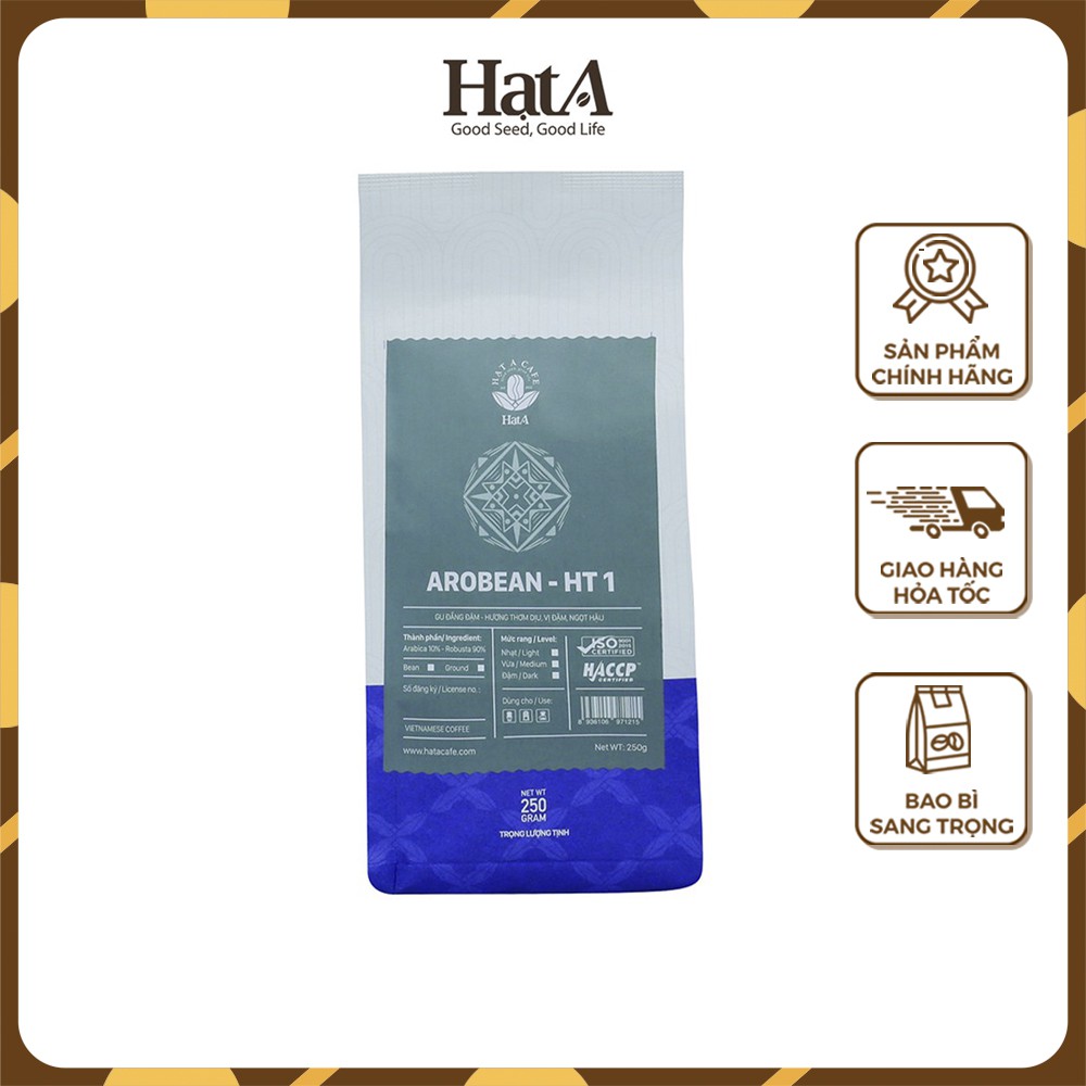 Cà phê pha máy Hạt A Cafe AROBEAN HT1 gu đắng đậm hương thơm dịu, vị đậm, ngọt hậu 250g/500g/1000g