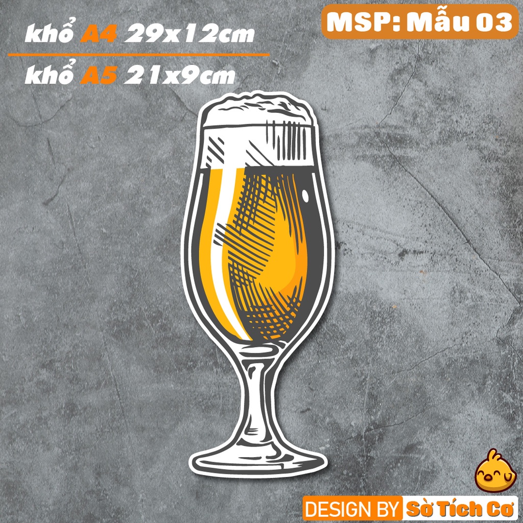 Sticker Beer 2 khổ lớn hình Retro trang trí decor quán ăn, dán tường, quầy, kính, dán xe đẩy,... MSP: BS03