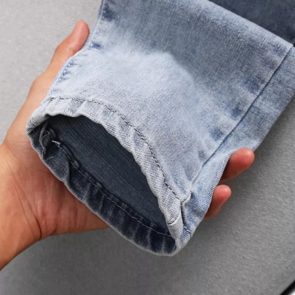 Quần jean rách gối nam co giãn tốt màu xanh ghi bạc xước mài Pon.mens hà nội hcm