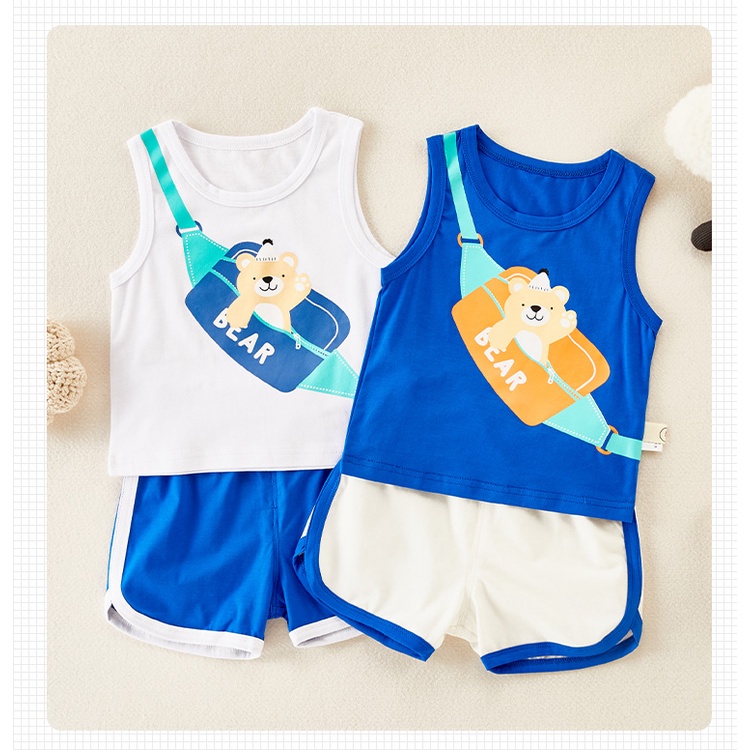 Bộ COTTON cho bé bộ thun cho bé in hình GẤU chất COTTON 100%