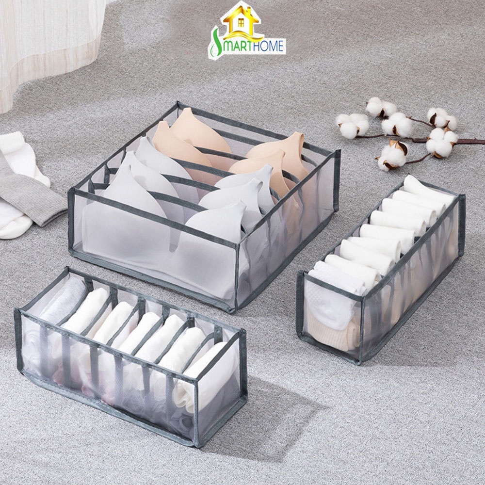 Túi Vải Đựng Đồ Lót Tất Vớ Cá Nhân Nhiều Ngăn Siêu Tiện Gọn Dễ Tìm Khay Xếp Chia Ô Đựng Đồ Để Tủ Quần Áo SMARTHOME.