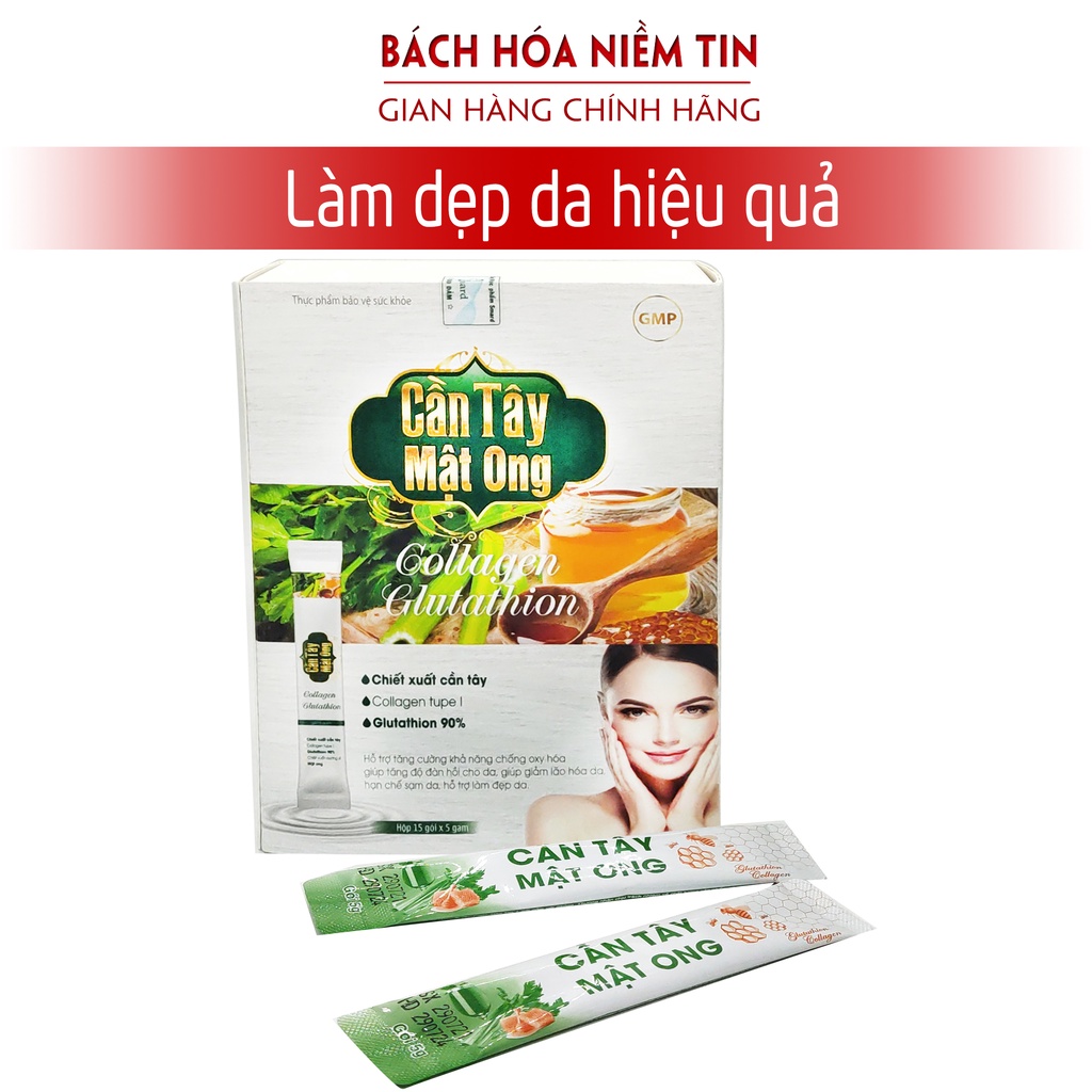 Cần tây sữa ong chúa kết hợp diệp lục tảo xoắn, collagen nhập khẩu Đức- Giảm béo, detox cơ thể, da sáng mịn - Hộp 15 gói