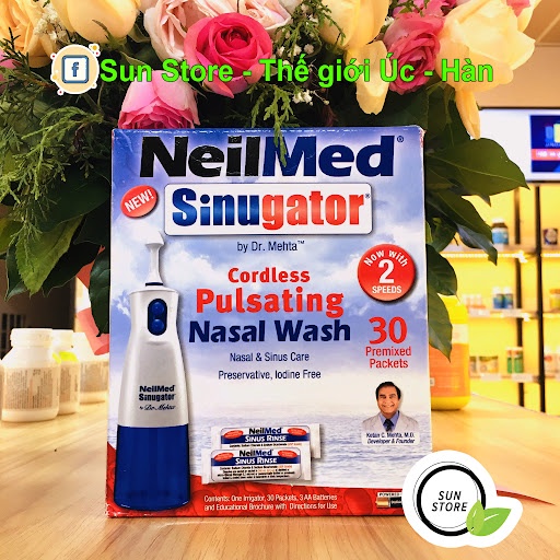 MÁY RỬA MŨI NEILMED SINUGATOR CORDLESS PULSATING NASAL WASH CHÍNH HÃNG - KÈM 30 GÓI MUỐI - 9765