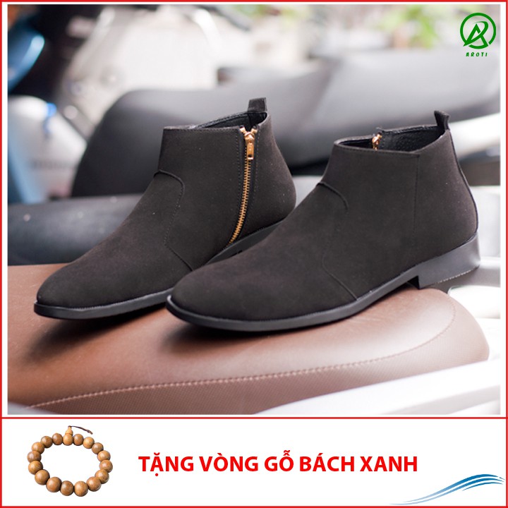 Chealsea Boot Da Lộn Nam AROTI Giày Cao Cổ Chất Đẹp Cao Cấp,Đế Khâu Siêu Bền, Tăng Chiều Cao 3cm  Đủ size  CB521-BUD(GB)