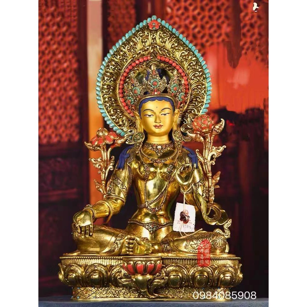 Tượng đồng Nepal-Tara xanh cao 54cm