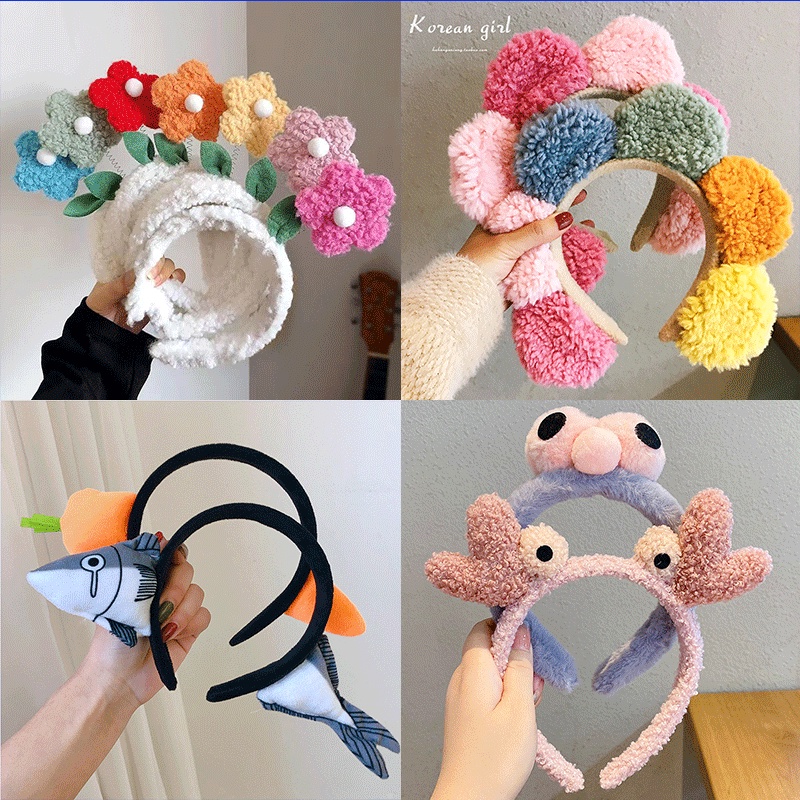 Băng Đô Rửa Mặt Hình Sừng Hươu Và Bông Hoa Dễ Thương Phong Cách Hàn Quốc Dành Cho Nữ