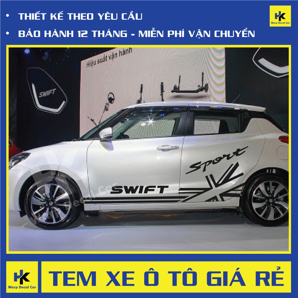 Tem xe SUZUKI SWIFT dán 2 bên sườn - tem xe ô tô giá rẻ hà nội