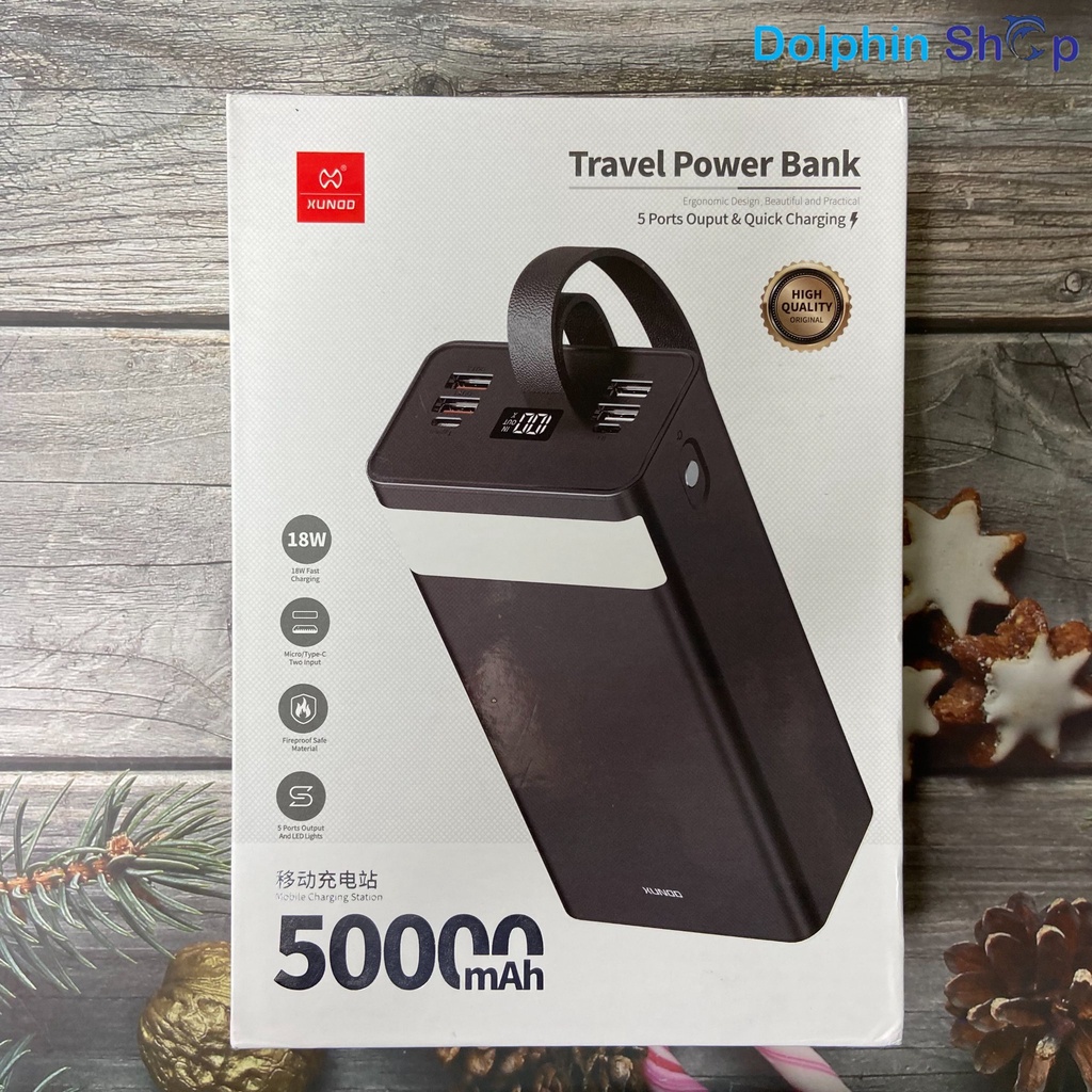 Sạc Dự Phòng 50.000mAh Xundd XDCH 023 Sạc Nhanh 18W Tích Hợp Đèn Pin Chiếu Sáng