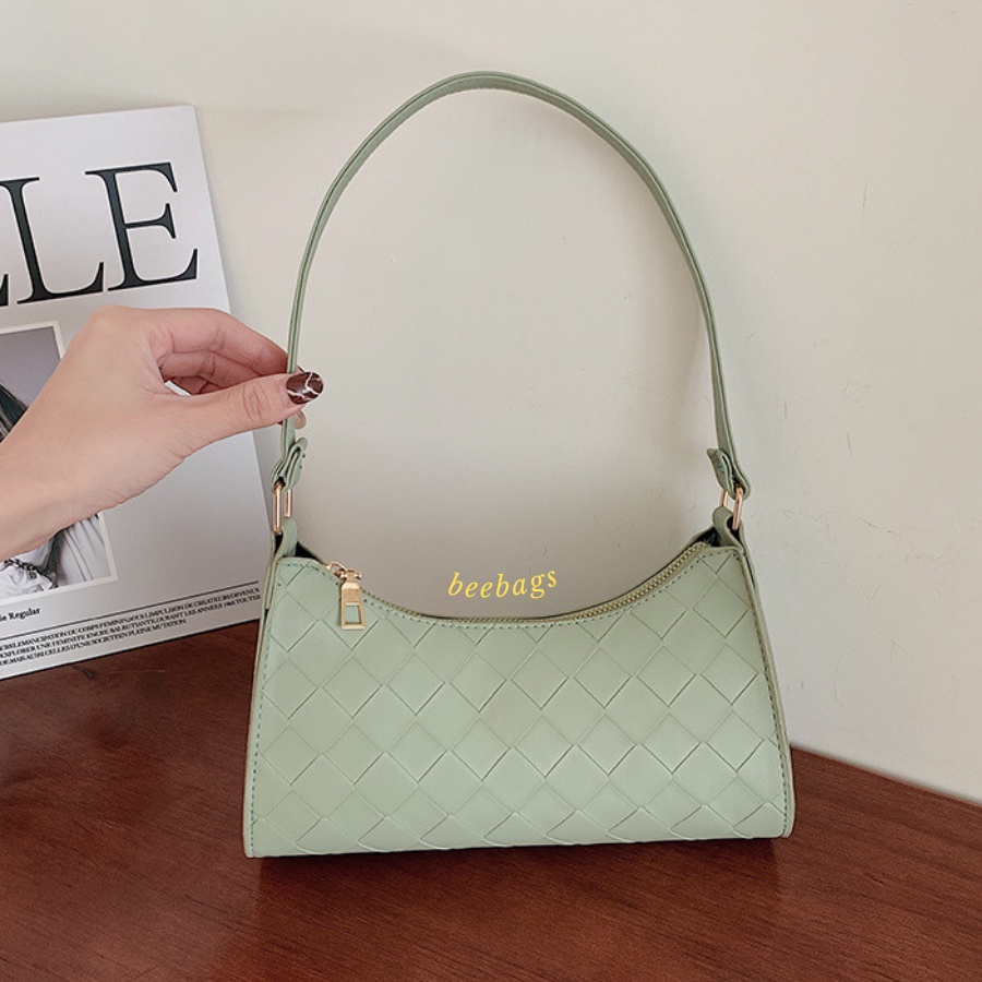 Túi Xách Kẹp Nách Kiểu Đan Len Màu Xanh, Hồng, Trắng, Đen Dễ Phối Đồ | TX13 | Túi Da Nữ Xinh Xắn Phù Hợp Mọi Outfit