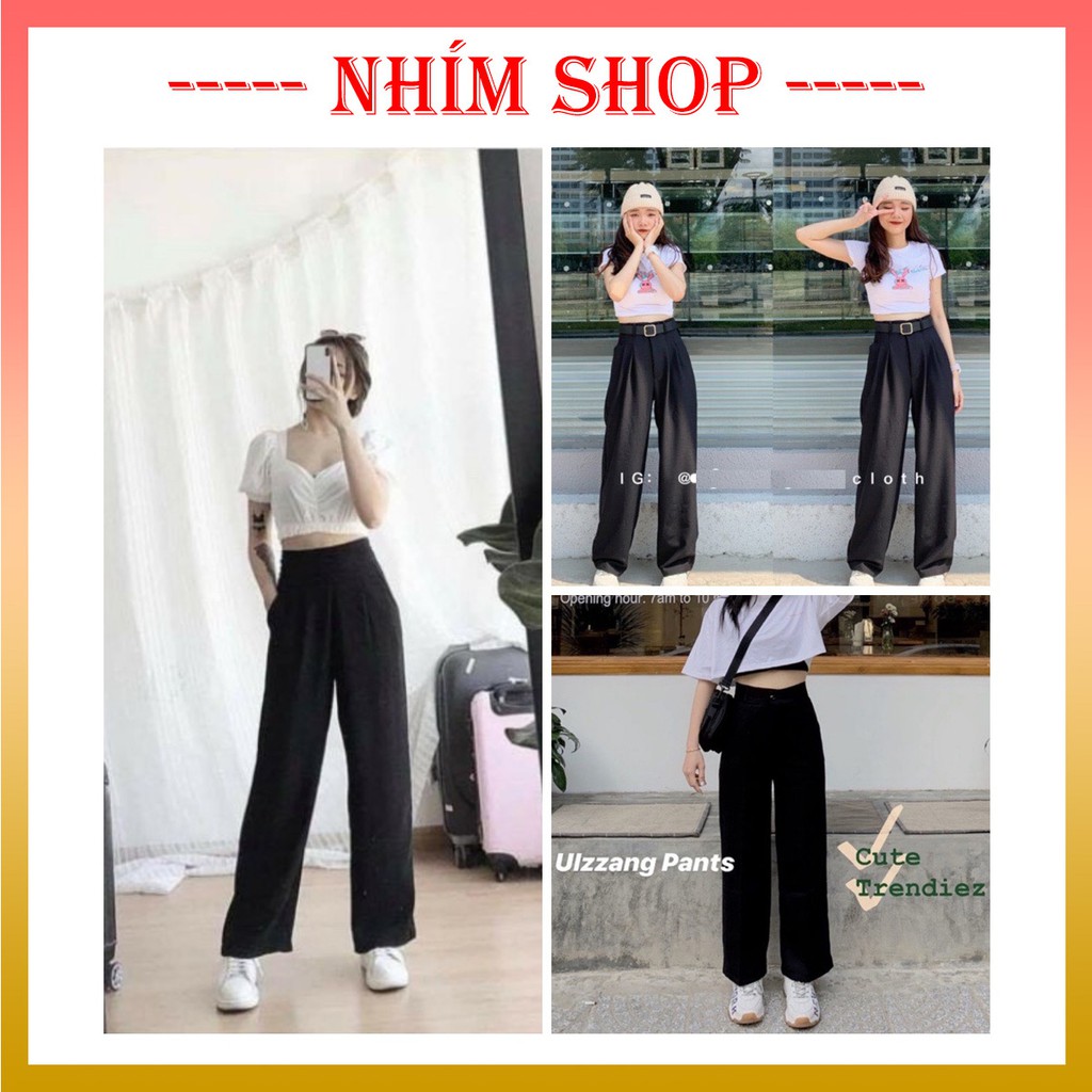 Quần ống rộng culottes suông dài ♥️ Quần ống suông lưng cao nữ phong cách ulzzang QD04