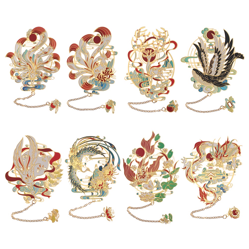 Phụ kiện đánh dấu trang bằng đồng thau phối tua rua phong cách Trung Hoa