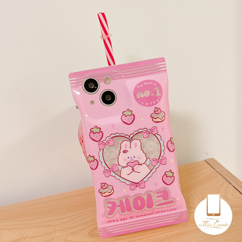 Ốp Điện Thoại Mềm Họa Tiết Thỏ Và Dâu Tây Cho iPhone 11 Pro Max XR 8 7 6 6s Plus 14 12 13 Pro Max 14 Plus X XS Max SE 2020