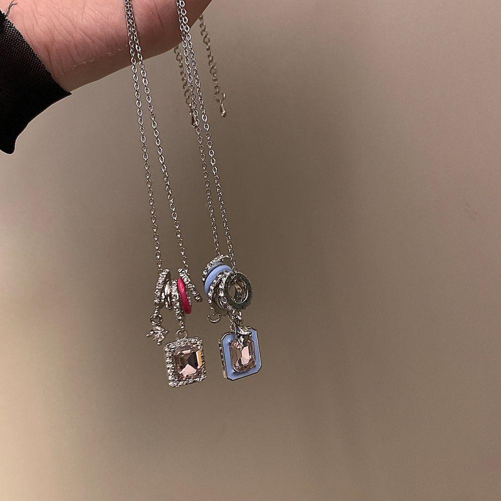 ANEMONE Vòng Cổ Choker Mặt Vuông Lấp Lánh Thanh Lịch Thời Trang Cho Bạn Gái