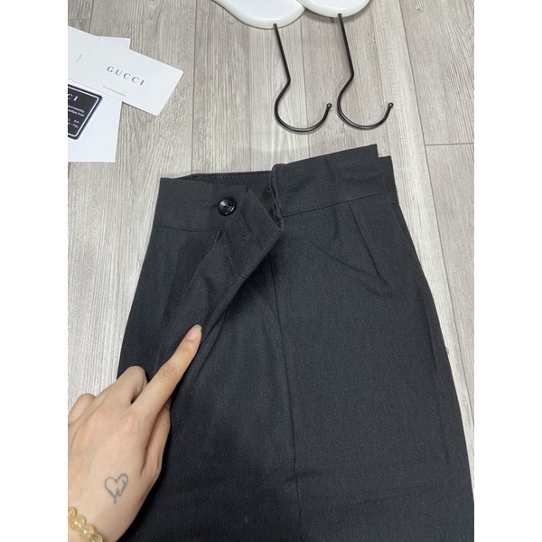 Quần dài ống rộng Quần culottes ống suông chất tuyết mưa cao cấp Quần xuông cài cúc