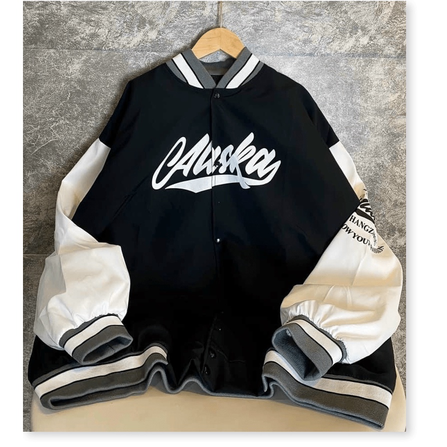 Aó khoác Bomber unisex phối tay chất dù 2 lớp dày mịn