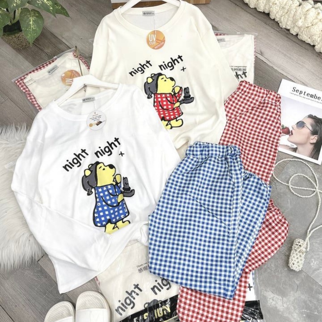 Bộ ngủ gấu quần kẻ cực cute | BigBuy360 - bigbuy360.vn