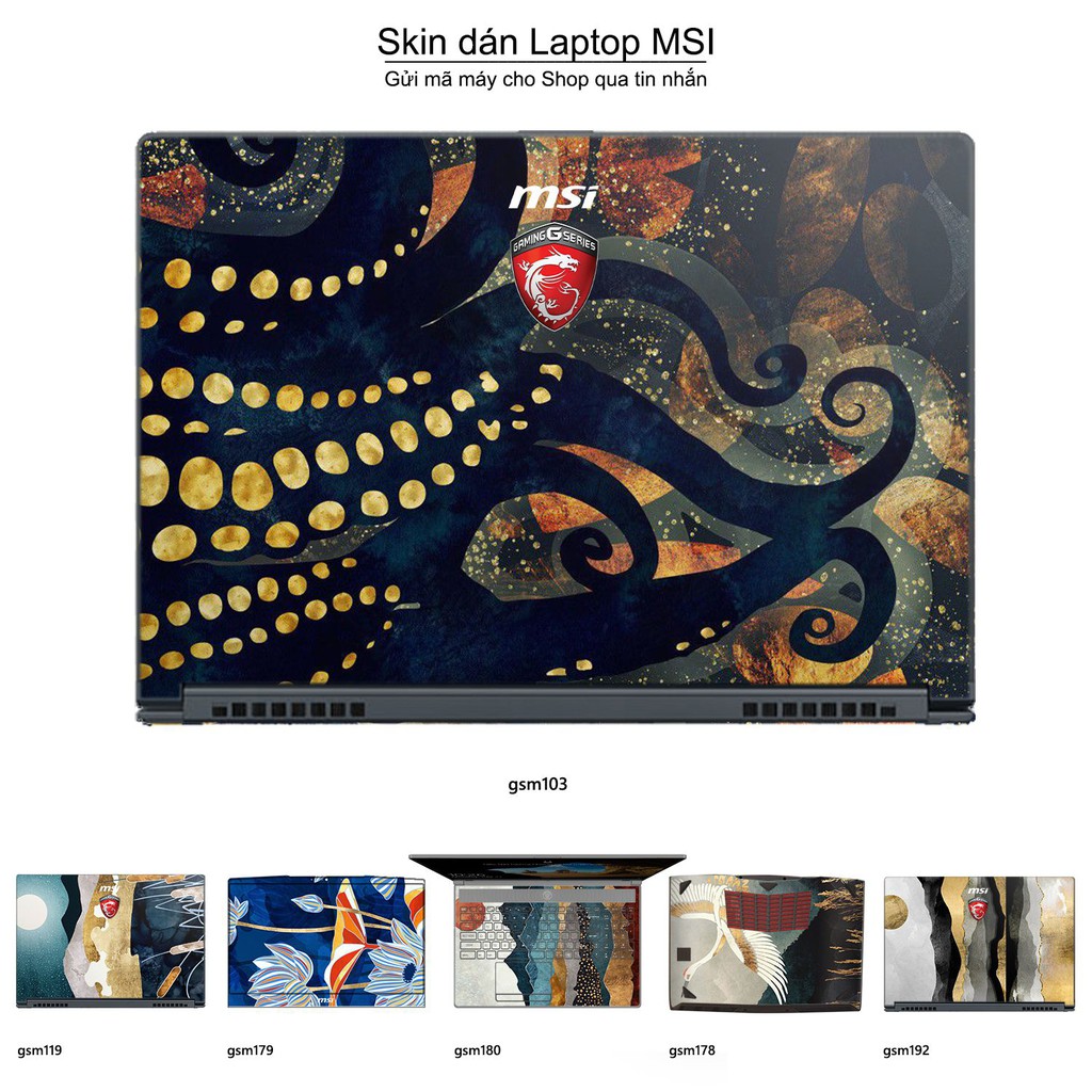 Skin dán Laptop MSI in hình sơn mài (inbox mã máy cho Shop)