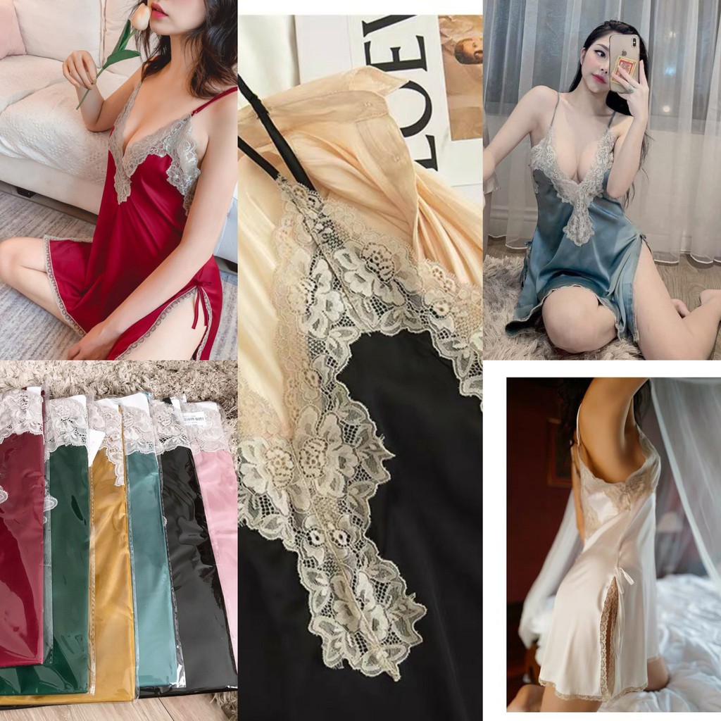 [SHIP NHANH 2h [2 mẫu] Đầm Ngủ Sexy Satin phối ren cao cấp - CÔ CHỦ NHỎ CHUYÊN SỈ | BigBuy360 - bigbuy360.vn
