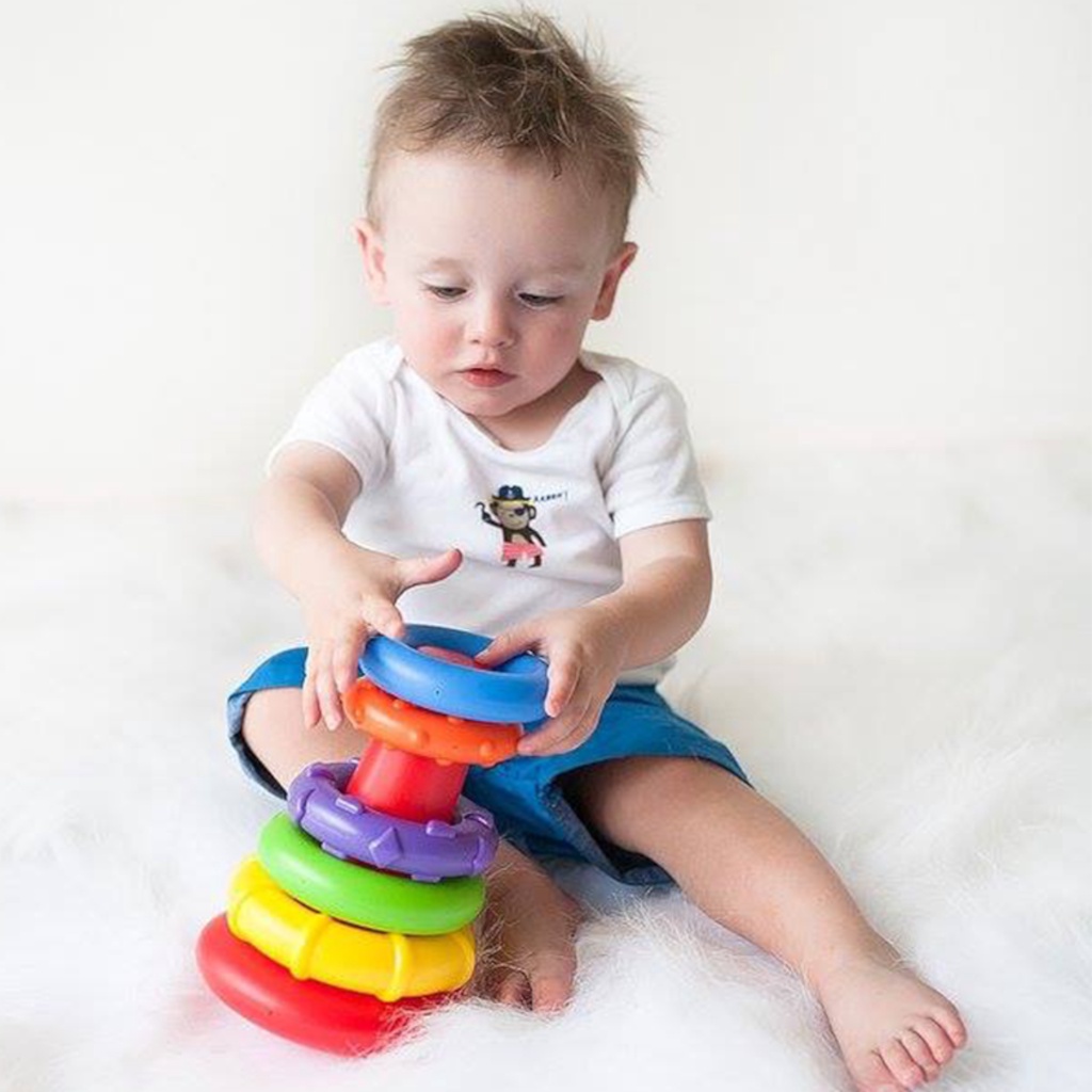 Đồ chơi tháp vòng sắc cầu vồng xếp chồng Playgro, cho bé từ 10-36+ tháng