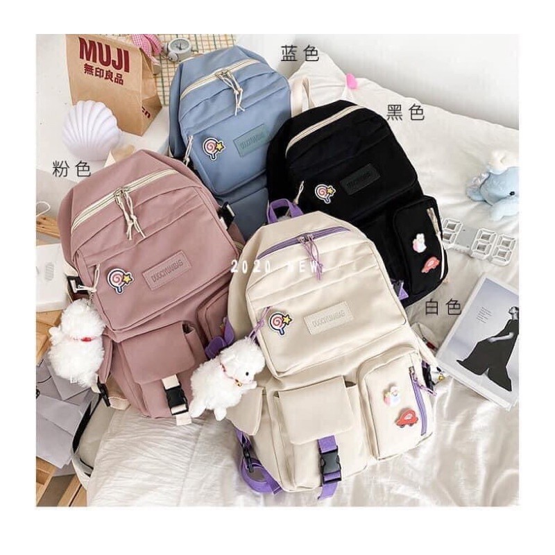 Balô ulzzang 2 túi nhỏ
