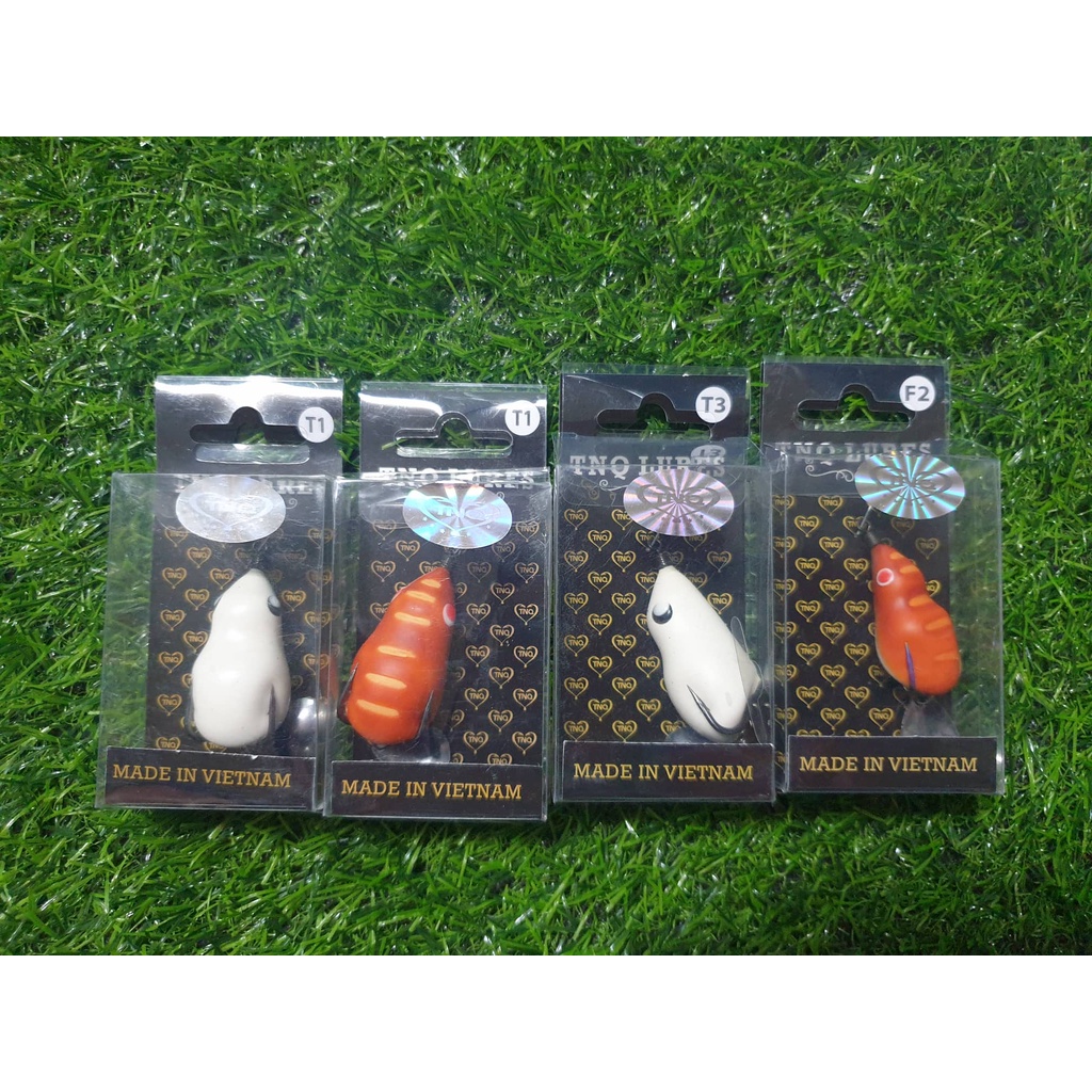 Mồi lure nhái hơi TNQ T1  và T3  - Toán Nhà Quê câu cá LƯỠI TITAN
