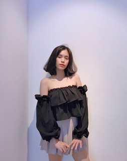 Ali top áo bẹt vai bèo tầng