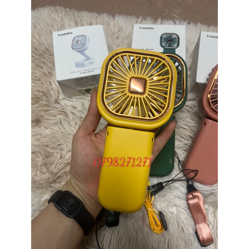 Quạt gập tích điện để bàn cầm tay mini - MÀU NGẪU NHIÊN