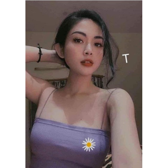 Áo 2 dây ôm HOA CÚC áo hai dây thun croptop sợi bún co giãn - VIETSTAR