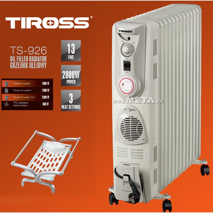 Máy sưởi dầu Tiross TS926 13 Thanh nhiệt cho phòng 20-25m2 của ba lan chính hãng