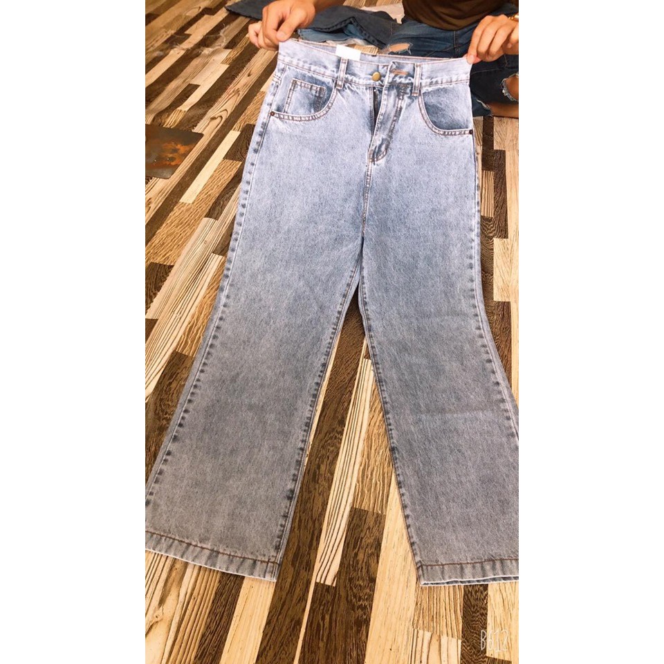 Quần jean nữ dài ống rộng cao cấp