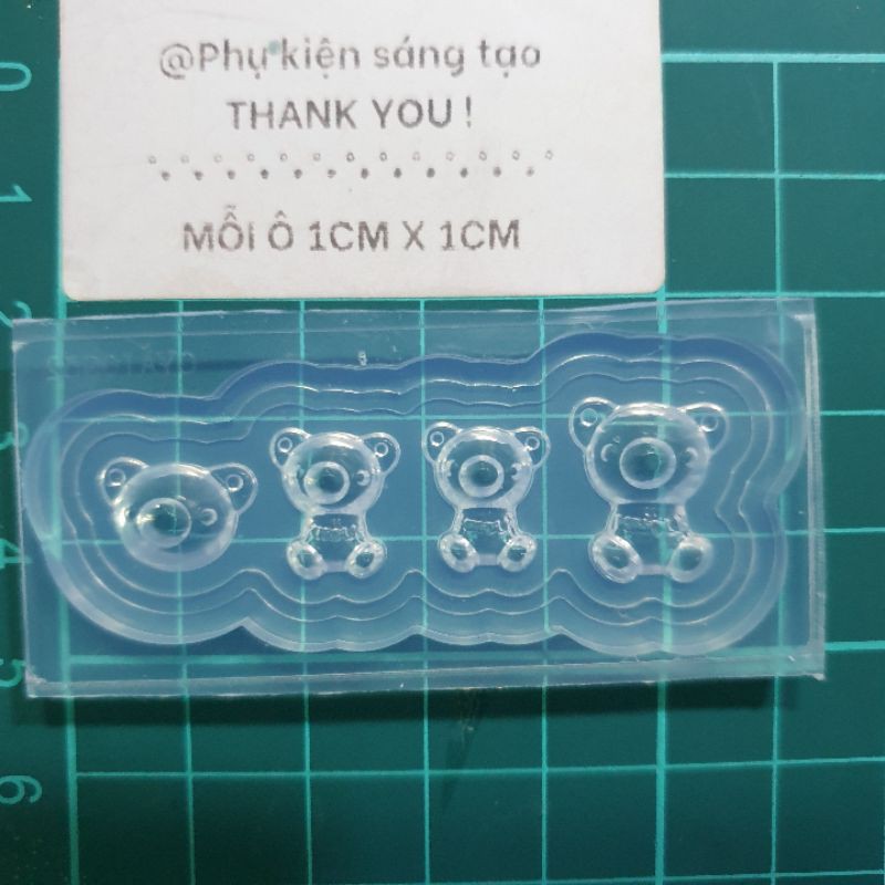 Khuôn nail - keycap resin hình gấu dễ thương