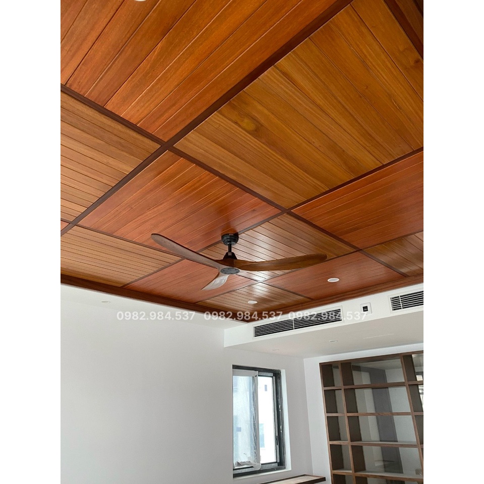 Quạt trần 3 cánh gỗ nguyên khối-quạt đảo chiều 6 tốc độ gió có điều khiển từ xa decor nhà hàng,khách sạn,spa,phòng khách