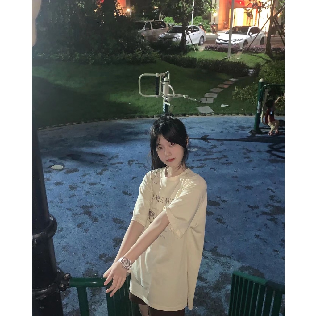 NRVP Áo Thun Nữ Oversize Cổ Tròn Thời Trang Hàn Quốc