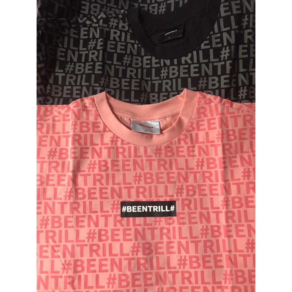 BEENTRILL - Áo thun nam nữ Beentrill Monogram Hồng - Đen siêu xinh